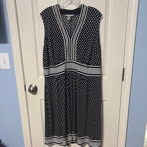 Wisp  Black and White A-line Midi Dress